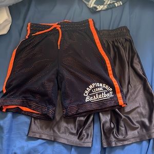 2 children’s place sport shorts size S 5 / 6 neon orange dark blue & gray shorts